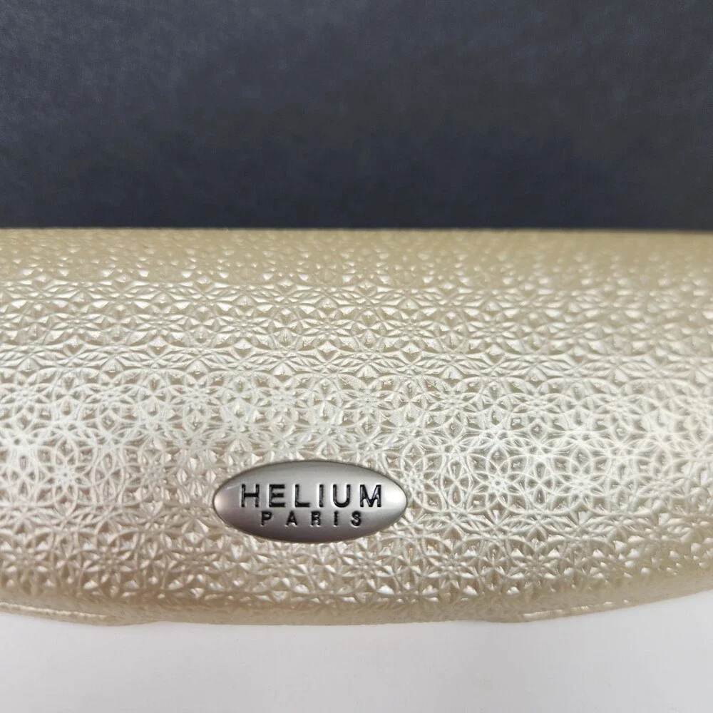 Helium Paris Hard Clamshell Eyeglasses Case Gold Textured Metallic Finish Floral